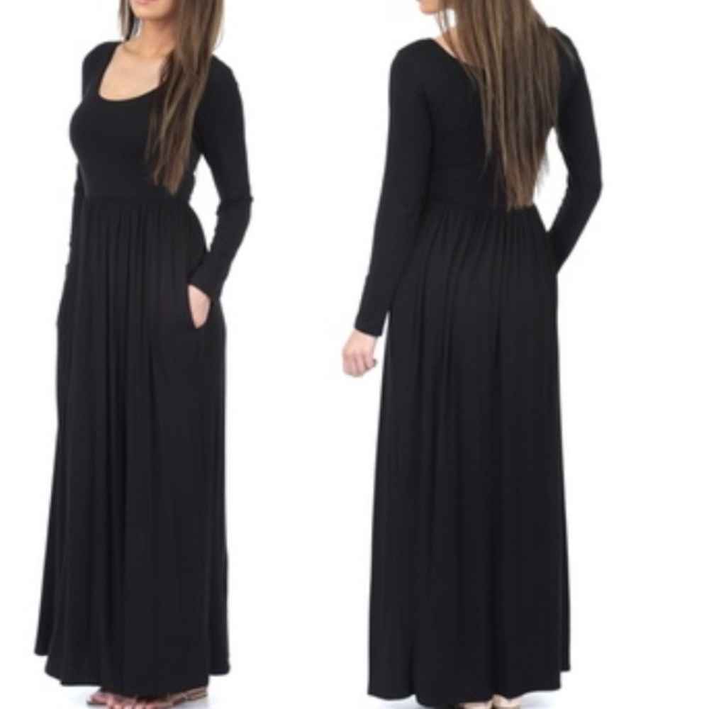 New Long Sleeve Maxi Dress in 8 Color Choices